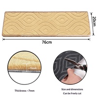 Tapis d'escalier en polyester couleur unie pour l'exportation, sans adhésif, auto-adhésifs, antidérapants, floqués, gaufrés, réutilisables, 7 mm