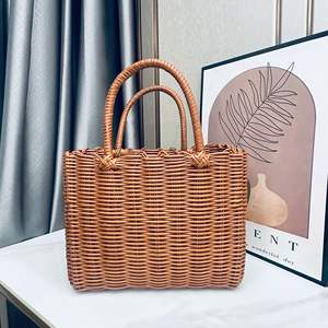 Bolsa de Bambú Tejida a Mano Personalizada, Bolso de Paja y Ratán, Cesta de Fibra Natural, Bolsa de Regalo, Bolsa de Recuerdo para Mujer, Playa, Vacaciones - Product Image 2