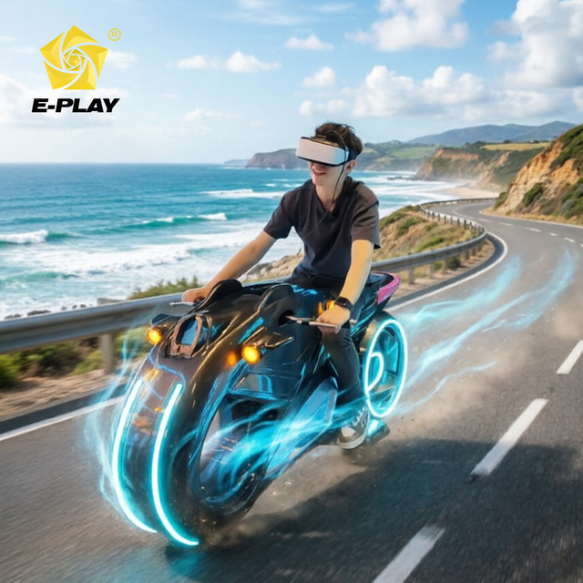 Eplay Indoor 9D VR Sim Racing Cockpit with Seat Motion Motor Bike Arcade Game with 360 Vr Gaming Headset