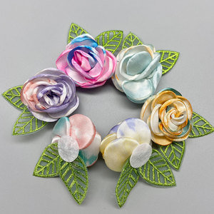 Pinces à cheveux en tissu 3D faites à la main, motif dégradé de roses et de fleurs de camélia, accessoires DIY pour usage quotidien - Product Image 2
