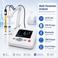 Analyseur d'eau multiparamètres professionnel de paillasse avec imprimante Bluetooth, précision pH 0,01, conductimètre TDS ORP de laboratoire