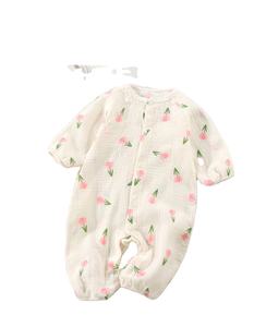 Venta al por mayor de una pieza de bebé mameluco de manga larga recién nacido algodón gasa pijamas lindo primavera ropa de casa ropa para bebés - Product Image 3