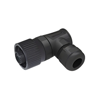 Connecteurs Circulaires DC Assemblés SIGNAL RD24, 6+PE Broches, Fixation par Vis, 6A 250V, IP67, Angle 90°, Contact Laiton, Boîtier Nylon, Automatisation