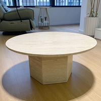 Table basse ronde en travertin naturel, style moderne et simple, pour salon, chambre, hôtel, villa, par Cammy Stone
