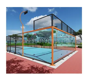 Customizable color outdoor plastic tennis court surface 10x20m panoramic model padel court
