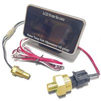 Jauge de pression d'huile, voltmètre, température de l'eau et jauge de carburant LCD 4 en 1 12V/24V avec capteur de température de 10 mm pour voiture