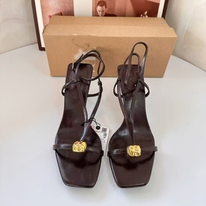 YX Women's Slim Strap High-Heeled Sandals with Metal Buckle Decoration <b>Open</b> Toe Summer Straight Strap Design - Product Image 4