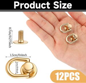 Tornillos de bola con anillo en D, botones de poste, remaches de bola dorados con anillo en D, anillos metálicos para correas de cartera y accesorios de calzado - Product Image 2
