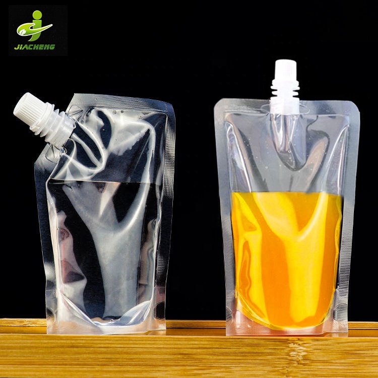 Envases de plástico de 250 ml y 500ml, bolsas de bebidas de jugo de agua líquida transparente, bolsa con boquilla para apretar