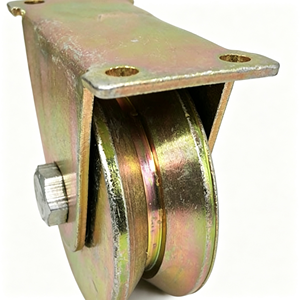 Roue de portail robuste à rainure en V de 3 pouces avec plaque de base, roulement à double étanchéité, acier galvanisé, pour extérieur, certifiée CE, OEM disponible - Product Image 1