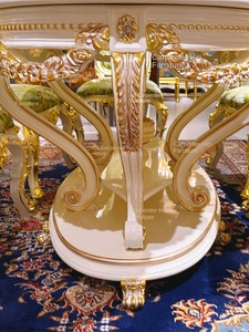 Châu Âu Pháp Phong Cách Rắn Gỗ Khắc Hình Bầu Dục Bàn Ăn Với Ghế Kết Hợp Thân Thiện Với Môi & Bền Cho Biệt Thự Căn Hộ - Product Image 4