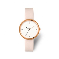 Amant en bois montre-bracelet en bois boîtier en bois bracelet en cuir avec Quartz Movt Watch Logo personnalisé