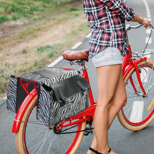 Bolsa para bicicleta de gran capacidad, resistente al agua, para bicicleta de montaña, ciclismo, uso al aire libre, negro, verde militar, rayas de cebra - Product Image 3