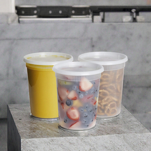 8 12 16 24 32 oz Tazas de sopa transparentes para microondas Contenedores de plástico de grado alimenticio con tapas para almacenamiento de alimentos Deli - Product Image 3