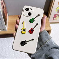 Autocollants décoratifs pour téléphone en métal, style rétro, guitare électrique, instrument de musique personnalisé, cadeaux promotionnels, vente en gros sur mesure