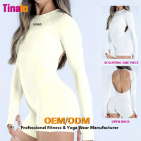 Combinaison de yoga une pièce à manches longues pour femme, personnalisée par le fabricant, avec trou pour le pouce, douce, lisse, compressive, pour le Pilates et le fitness