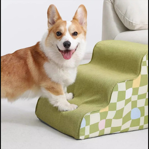 Escaleras para perros y gatos con diseño a cuadros, 17.91in x 13.58in, escalones de espuma antideslizantes para subir a la cama, protección de las articulaciones - Product Image 2