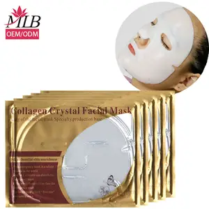 Private Label 24K Gold Collagen Sheet Mask Whitening Anti Aging Crystal White Pink Blue Collagen Facial Mask Skin Nourishing