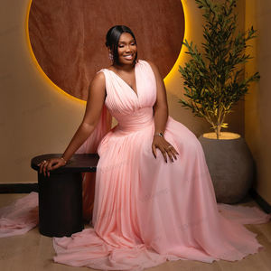 <span class=keywords><strong>Abiti</strong></span> <span class=keywords><strong>da</strong></span> Sera in Chiffon Plissettato di Lusso 2025, <span class=keywords><strong>Abiti</strong></span> <span class=keywords><strong>da</strong></span> Cerimonia con Doppio Scollo a V, Linea A, Personalizzabili per Damigelle - Product Image 5