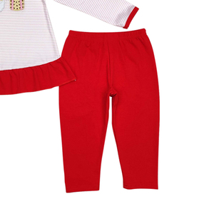 RTS NO MOQ เสื้อผ้าแขนยาวสำหรับเด็กผู้หญิงเสื้อผ้าปะติดลายซานตานมแถบสีชมพูลายบูติกแสนหวานสำหรับเด็กผู้หญิง - Product Image 3