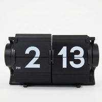 Horloge à affichage numérique à bascule avec piles au lithium, retournement automatique des pages, horloge de table noire # HY-D005-B