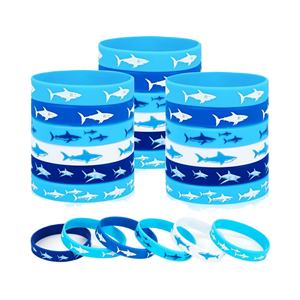 Bracelets en silicone personnalisés en gros, motif requin, thème vie marine, bracelets promotionnels pour fêtes d'anniversaire d'enfants, cadeaux de baby shower - Product Image 1