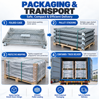 Conteneur en fil métallique empilable en acier galvanisé de 1000 kg de capacité, cage de stockage robuste pour entrepôt, panier en maille ventilé et pliable