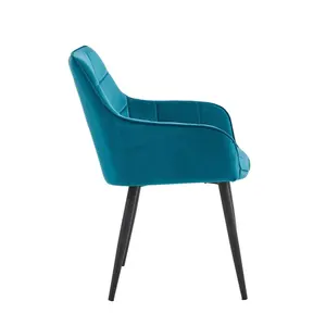 Fauteuil de salle à manger moderne de luxe en tissu velours <span class=keywords><strong>turquoise</strong></span> avec pieds en métal - Product Image 4