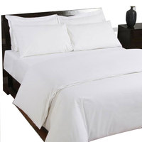 Vente en gros de draps de lit Queen en satin rayé 100% coton blanc uni