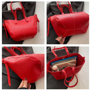 Nouveau sac fourre-tout pour femme de style rétro français, grande capacité, avec motif lychee, doublure en PU, sac à bandoulière - Product Image 4