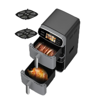 Nouvelle Friteuse à Air Double Électrique 12L 2400W Sans Huile, Double Cuve, Contrôle Tactile Numérique Couleur, Fenêtre Visible, Usage Domestique