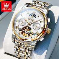 OLEVS 6617 Montre Homme Personnalisable avec LOGO, Étanche, Bracelet en Acier Inoxydable, pour Hommes, Mode et Affaires