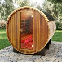 Sauna infrarouge extérieur de haute qualité en bois de sapin finlandais massif // cèdre, avec barils ronds, pour une utilisation en extérieur
