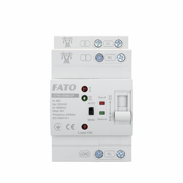FATO CFM3-80AE Changeover Switch 20ms Mini Automatic Transfer 2P 4P AC 220V 16/32/40/50/63/80A Dual Power for Home Use Pc Class