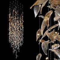 Lustre moderne transparent et de couleur ambre pour hall d'hôtel, lustre suspendu LED de luxe