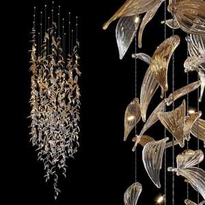 Lustre moderne transparent et de couleur ambre pour hall d'hôtel, lustre suspendu LED de luxe - Product Image 4