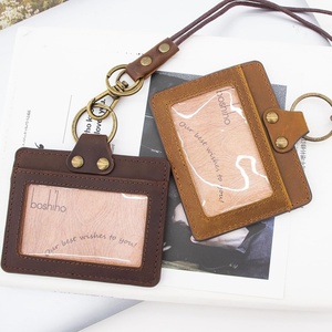 Boshiho Genuine <b>Leather</b> Button Closure 6 Inch Customized Logo Card Holder & ID Badge Neck <b>Lanyard</b> for Office Student Business - Product Image 5
