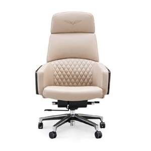 Fauteuil de bureau haut de gamme en acier inoxydable pour salle d'étude, revêtement en cuir microfibre, fauteuil de direction - Product Image 1