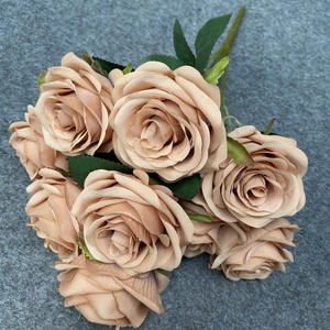 E-L022 Offre Spéciale Soie Rose <span class=keywords><strong>De</strong></span> Mariage <span class=keywords><strong>Bouquet</strong></span> <span class=keywords><strong>De</strong></span> Fleurs En Vrac 9 têtes Soie Rose <span class=keywords><strong>Bouquet</strong></span> Fleurs Pour <span class=keywords><strong>Mariée</strong></span> - Product Image 4