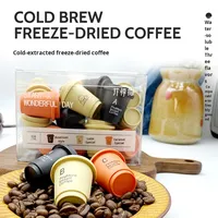 Cápsulas de Café Frío Instantáneo, Café Americano Sin Azúcar, Café en Polvo Liofilizado, Portátil, Lata Pequeña, 20 Cápsulas, 2.5g