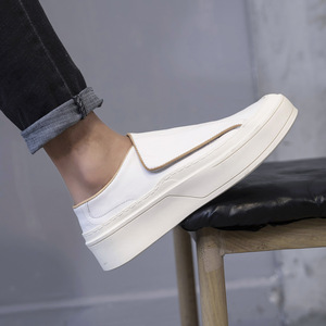 Chaussures plates blanches simples et solides, chaussures de marche décontractées, légères, souples, à bout rond et large, absorbant les chocs et stables - Product Image 3