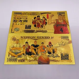 Custom Japan Anime Manga SLAM DUNK Golden Commemorative Ticket Yen Trading Card Gold Foil Banknote