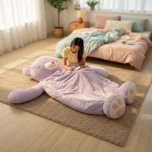 Saco de Dormir de Peluche Estilo Oso de Peluche, Saco de Dormir Envolvente Acogedor, Saco de Dormir Extra Grande de Peluche - Product Image 1