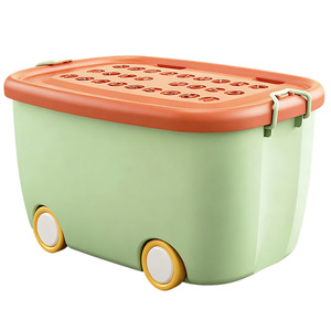 Caja de almacenamiento de juguetes de gran capacidad con ruedas para niños, organizador de juguetes, libros, ropa, aperitivos, tipo rectangular de color sólido para suelo - Product Image 5