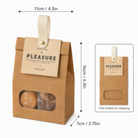 Sacs de boulangerie en papier kraft personnalisés OEM en gros avec fenêtre PVC, poignée et rivets dorés pour biscuits, pain et emballages cadeaux