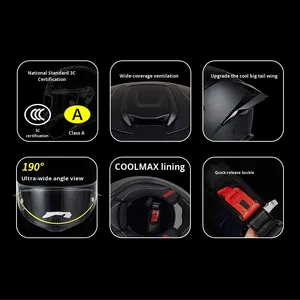 361Gt Dual Visor Full-Coverage Motorcycle Helmet for Men Women Personalized Large Tail New Condition ABS Cool Rider's Gear - Product Image 6