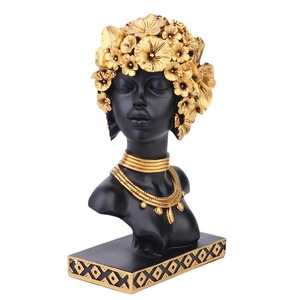 Statua in Resina Dipinta a Mano di Donna Buddista Creativa, Scultura Artistica Busto Nero e Oro per Decorazione Natalizia, Soggiorno e Camera da Letto - Product Image 4