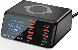 สถานีชาร์จ USB 8พอร์ต100W พร้อมหน้าจอแบบไร้สาย PD3.0 QC3.0ชาร์จเร็วสำหรับ <span class=keywords><strong>iPhone</strong></span> สำหรับ MacBook อุปกรณ์อื่นๆ - Product Image 4