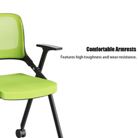 Chaise de bureau d'appoint en maille vert lime avec roulettes, siège rembourré, cadre en acier épaissi et accoudoirs – Vente en gros