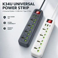 Stop Kontak Listrik Custom Kabel 2M, Colokan Sesuai Kebutuhan, Blok Ekstensi 4 Outlet, Soket Universal, USB Type C, Stop Kontak Kantor